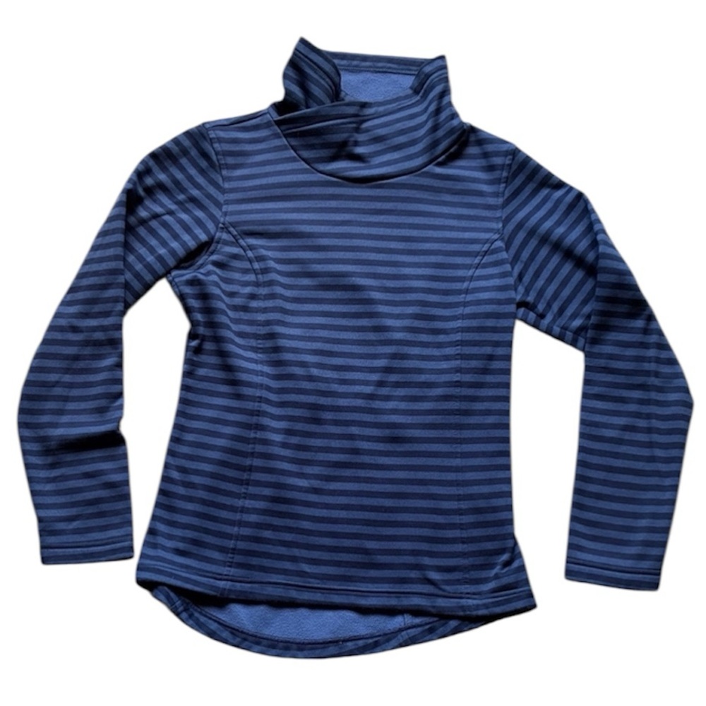Columbia Women’s Blue Striped Mock Neck Fleece Pullover Size XS